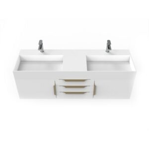 Castello USA CB-AMAZON-60W-SET Amazon 59 1/2 Inch White Vanity Set with Top