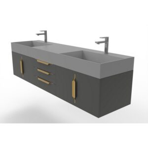 Castello USA CB-AMAZON-72B-SET Amazon 71 3/4 Inch Black Vanity Set with Top