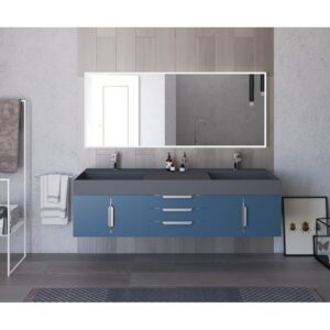 Castello USA CB-AMAZON-72BU-SET Amazon 71 3/4 Inch Blue Vanity Set with Top