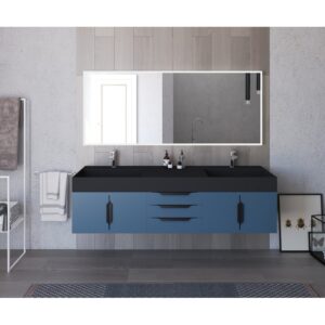 Castello USA CB-AMAZON-72BU-SET Amazon 71 3/4 Inch Blue Vanity Set with Top