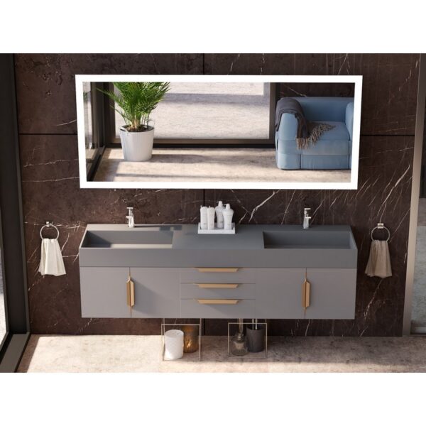 Castello USA CB-AMAZON-72G-SET Amazon 71 3/4 Inch Grey Vanity Set with Top