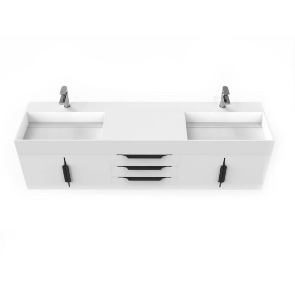 Castello USA CB-AMAZON-72W-SET Amazon 71 3/4 Inch White Vanity Set with Top