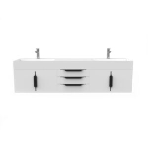 Castello USA CB-AMAZON-72W-SET Amazon 71 3/4 Inch White Vanity Set with Top