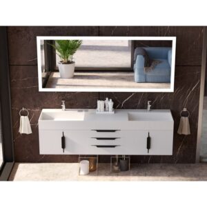 Castello USA CB-AMAZON-72W-SET Amazon 71 3/4 Inch White Vanity Set with Top