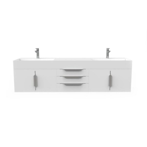 Castello USA CB-AMAZON-72W-SET Amazon 71 3/4 Inch White Vanity Set with Top