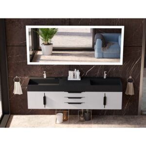 Castello USA CB-AMAZON-72W-SET Amazon 71 3/4 Inch White Vanity Set with Top