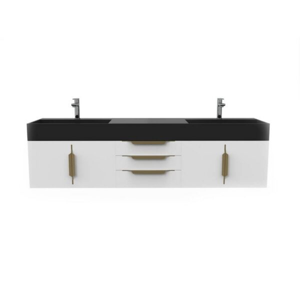 Castello USA CB-AMAZON-72W-SET Amazon 71 3/4 Inch White Vanity Set with Top