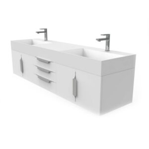 Castello USA CB-AMAZON-72W-SET Amazon 71 3/4 Inch White Vanity Set with Top