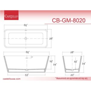 Castello USA CB-GM-8020 Venice 65 Inch Stone Resin Freestanding Bathtub