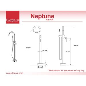 Castello USA CB-NEPTUNE-F Float Neptune 44 7/8 Inch Tub Filler with Shower Attachment