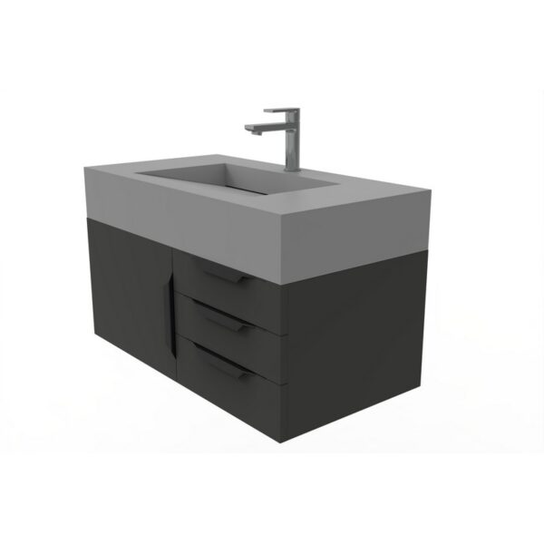 Castello USA CB-NILE-36B-SET Nile 35 Inch Black Vanity Set with Top