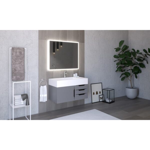 Castello USA CB-NILE-36G-SET Nile 35 Inch Grey Vanity Set with Top