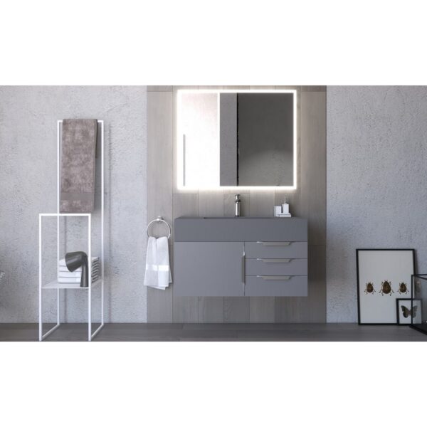 Castello USA CB-NILE-36G-SET Nile 35 Inch Grey Vanity Set with Top