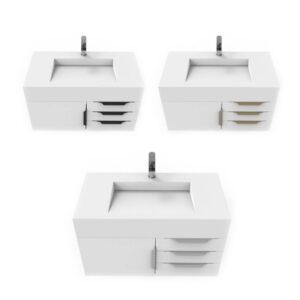 Castello USA CB-NILE-36W-SET Nile 35 Inch White Vanity Set with Top