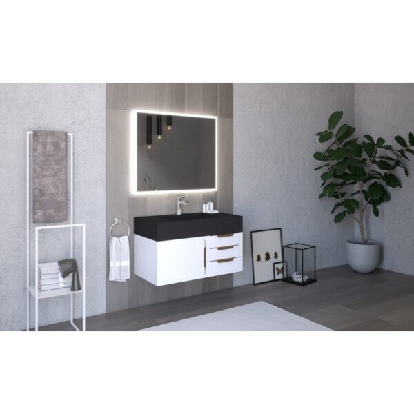 Castello USA CB-NILE-36W-SET Nile 35 Inch White Vanity Set with Top