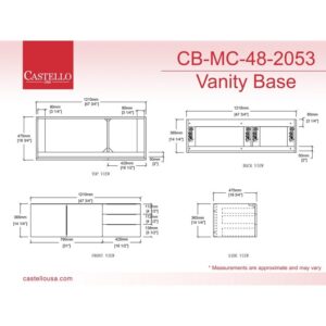 Castello USA CB-NILE-48G-SET Nile 47 3/4 Inch Grey Vanity Set with Top