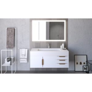 Castello USA CB-NILE-48W-SET Nile 47 3/4 Inch White Vanity Set with Top