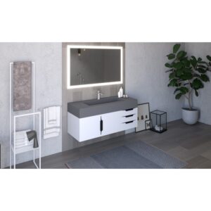 Castello USA CB-NILE-48W-SET Nile 47 3/4 Inch White Vanity Set with Top