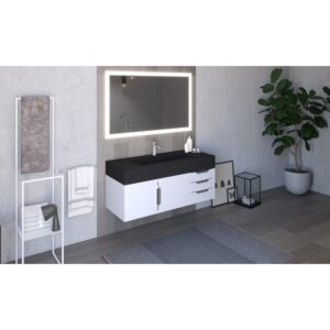 Castello USA CB-NILE-48W-SET Nile 47 3/4 Inch White Vanity Set with Top