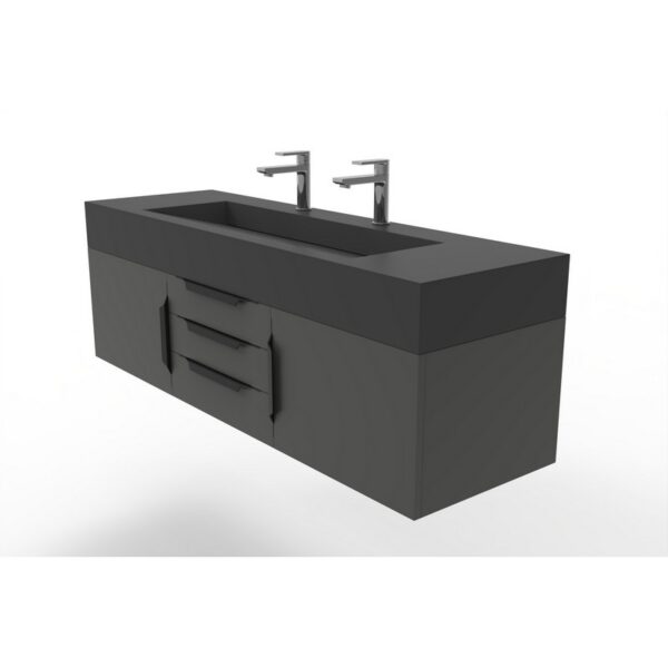 Castello USA CB-NILE-60B-SET Nile 59 1/2 Inch Black Vanity Set with Top