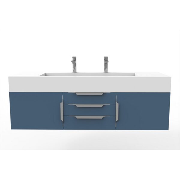 Castello USA CB-NILE-60BU-SET Nile 59 1/2 Inch Blue Vanity Set with Top