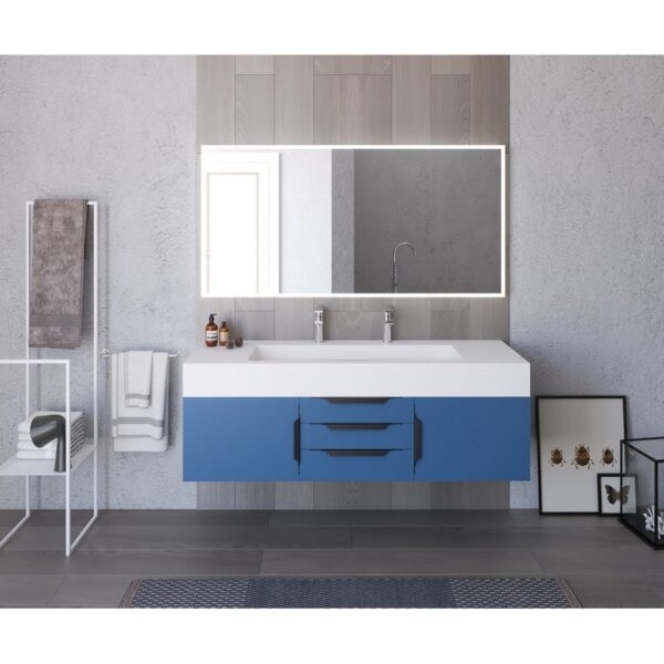 Castello USA CB-NILE-60BU-SET Nile 59 1/2 Inch Blue Vanity Set with Top