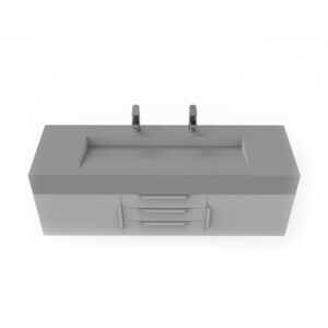 Castello USA CB-NILE-60G-SET Nile 59 1/2 Inch Grey Vanity Set with Top