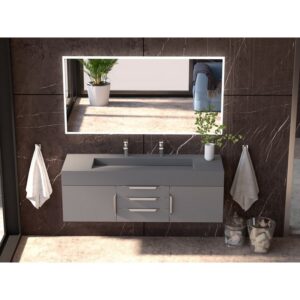 Castello USA CB-NILE-60G-SET Nile 59 1/2 Inch Grey Vanity Set with Top