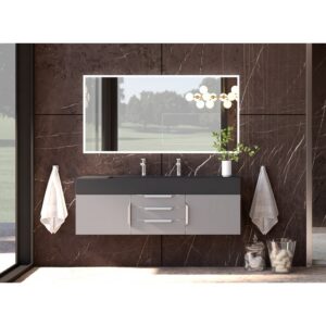 Castello USA CB-NILE-60G-SET Nile 59 1/2 Inch Grey Vanity Set with Top