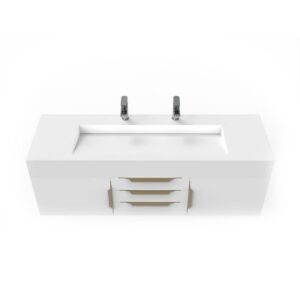 Castello USA CB-NILE-60W-SET Nile 59 1/2 Inch White Vanity Set with Top