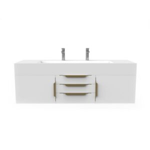 Castello USA CB-NILE-60W-SET Nile 59 1/2 Inch White Vanity Set with Top