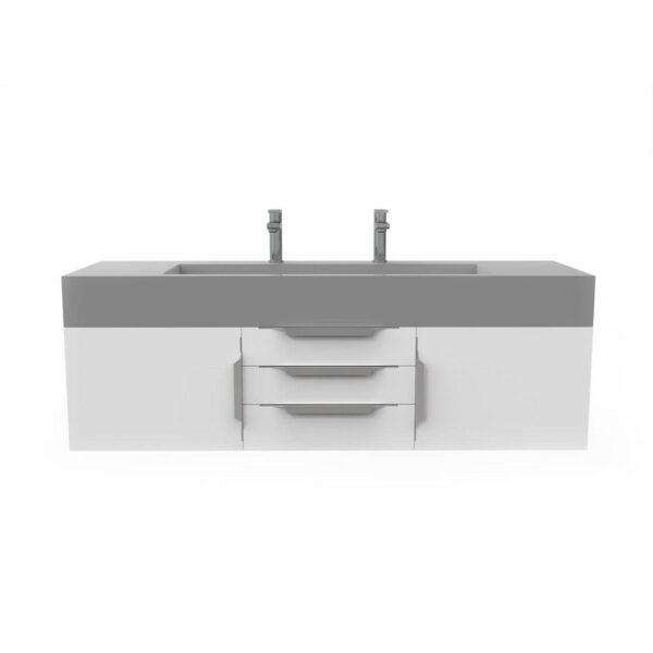 Castello USA CB-NILE-60W-SET Nile 59 1/2 Inch White Vanity Set with Top