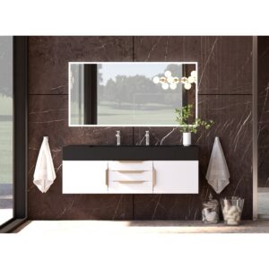 Castello USA CB-NILE-60W-SET Nile 59 1/2 Inch White Vanity Set with Top