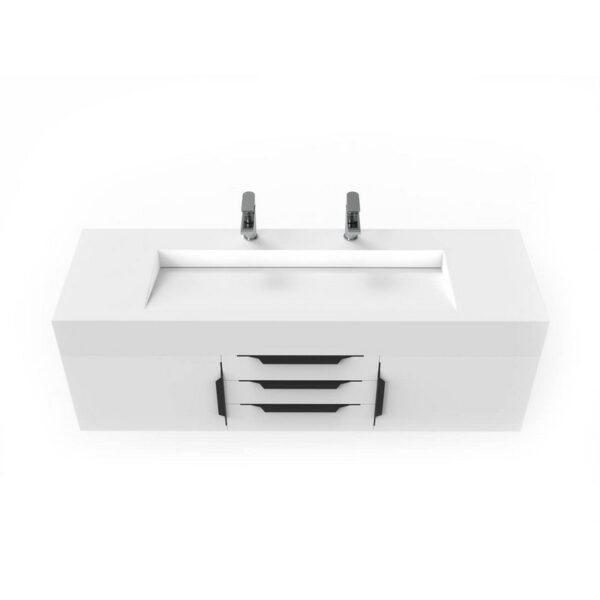 Castello USA CB-NILE-60W-SET Nile 59 1/2 Inch White Vanity Set with Top