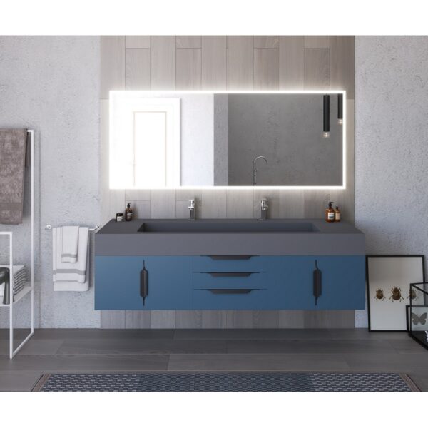 Castello USA CB-NILE-72BU-SET Nile 71 3/4 Inch Blue Vanity Set with Top