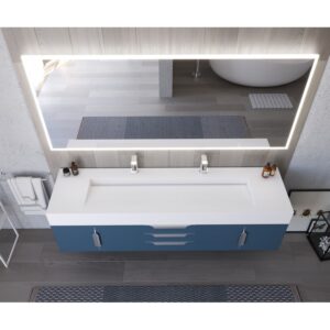 Castello USA CB-NILE-72BU-SET Nile 71 3/4 Inch Blue Vanity Set with Top