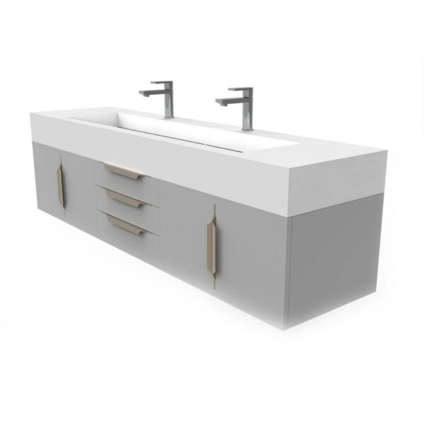 Castello USA CB-NILE-72G-SET Nile 71 3/4 Inch Grey Vanity Set with Top