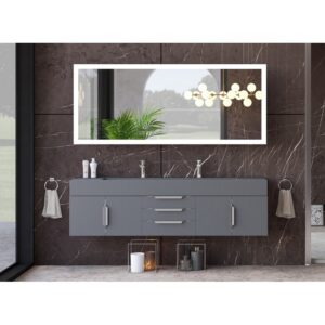 Castello USA CB-NILE-72G-SET Nile 71 3/4 Inch Grey Vanity Set with Top