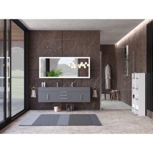 Castello USA CB-NILE-72G-SET Nile 71 3/4 Inch Grey Vanity Set with Top