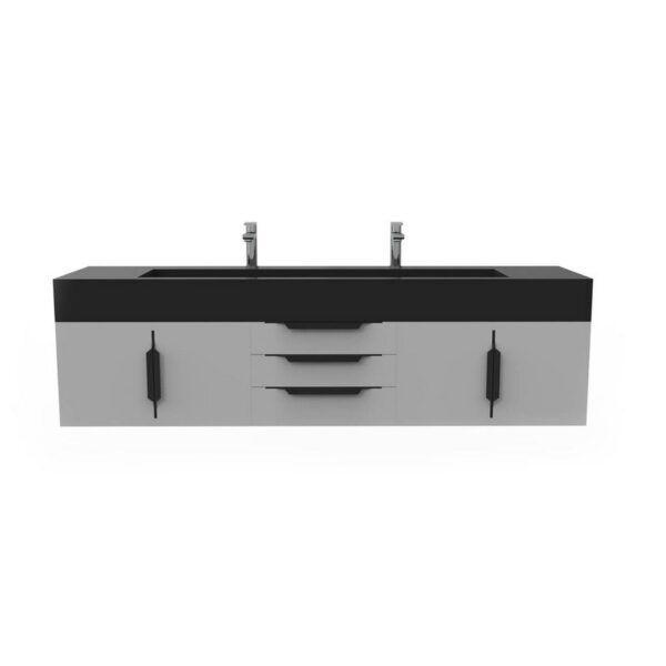 Castello USA CB-NILE-72G-SET Nile 71 3/4 Inch Grey Vanity Set with Top