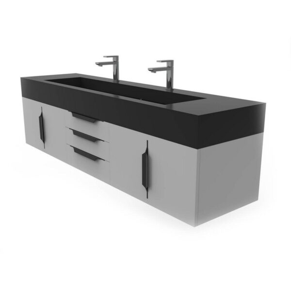 Castello USA CB-NILE-72G-SET Nile 71 3/4 Inch Grey Vanity Set with Top