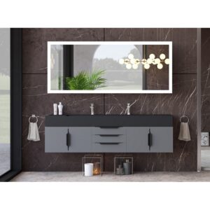 Castello USA CB-NILE-72G-SET Nile 71 3/4 Inch Grey Vanity Set with Top