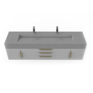 Castello USA CB-NILE-72G-SET Nile 71 3/4 Inch Grey Vanity Set with Top