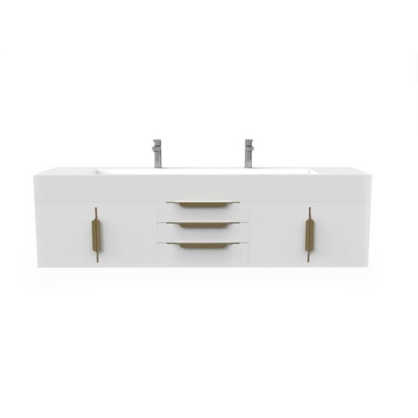 Castello USA CB-NILE-72W-SET Nile 71 3/4 Inch White Vanity Set with Top