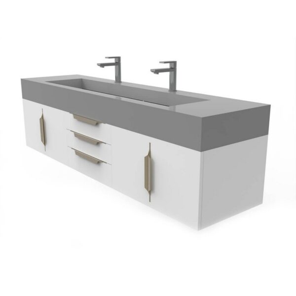 Castello USA CB-NILE-72W-SET Nile 71 3/4 Inch White Vanity Set with Top