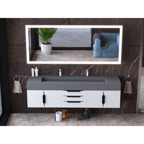 Castello USA CB-NILE-72W-SET Nile 71 3/4 Inch White Vanity Set with Top