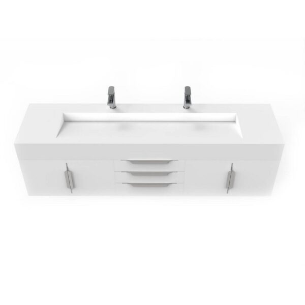 Castello USA CB-NILE-72W-SET Nile 71 3/4 Inch White Vanity Set with Top