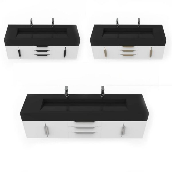 Castello USA CB-NILE-72W-SET Nile 71 3/4 Inch White Vanity Set with Top