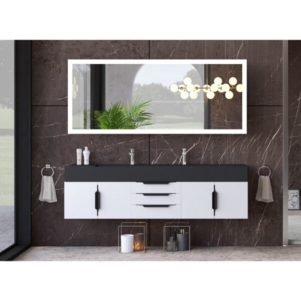 Castello USA CB-NILE-72W-SET Nile 71 3/4 Inch White Vanity Set with Top