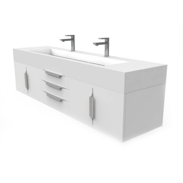 Castello USA CB-NILE-72W-SET Nile 71 3/4 Inch White Vanity Set with Top